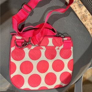 Thirty-One Pink and White Polka Dot Crossbody Bag